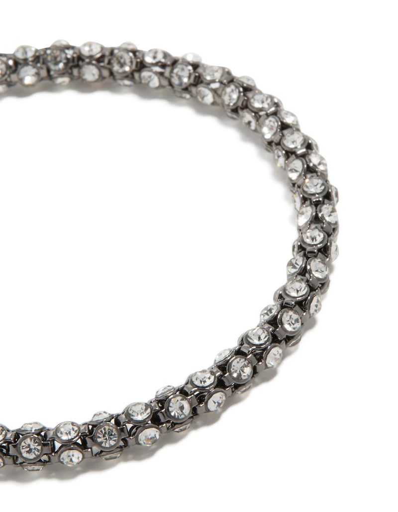 Mixed Metal Plated Diamante Fireball Chain Bracelet