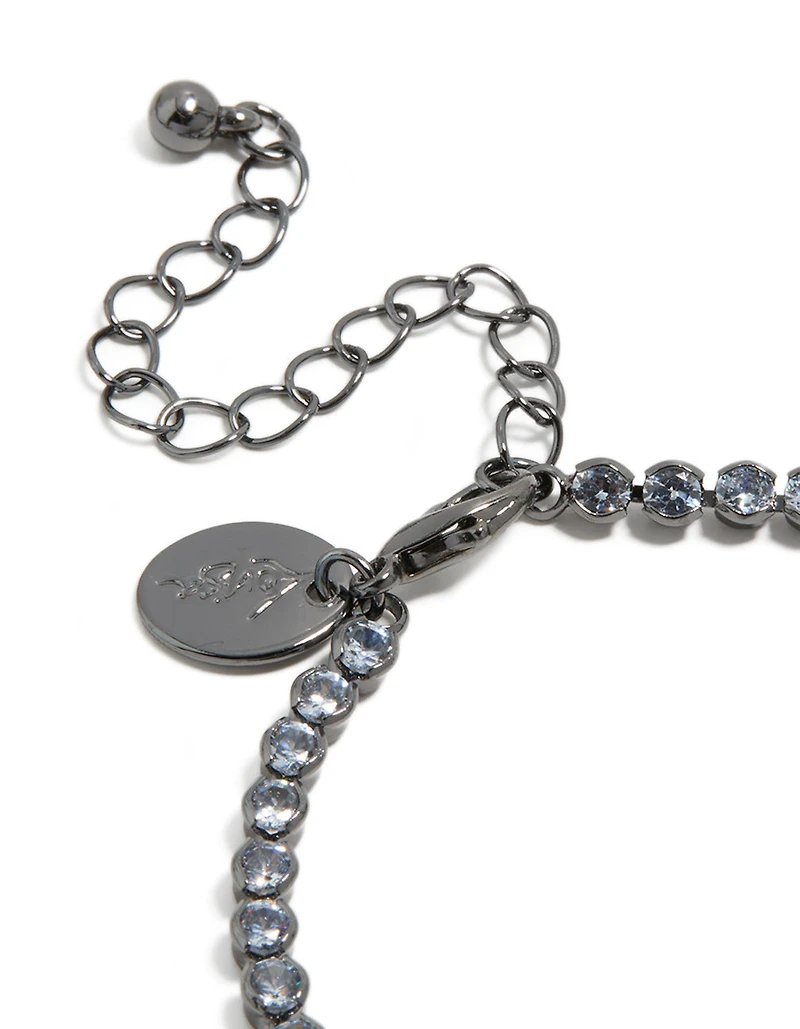Gunmetal Silver Plated Cubic Zirconia Circle Tennis Bracelet