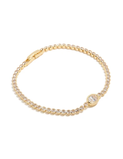 Gold Plated Cubic Zirconia Oval Tennis Bracelet
