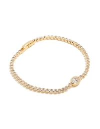 Gold Plated Cubic Zirconia Oval Tennis Bracelet