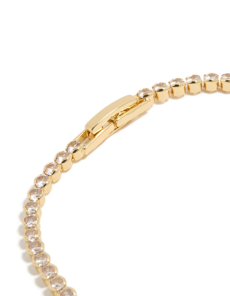Gold Plated Cubic Zirconia Oval Tennis Bracelet