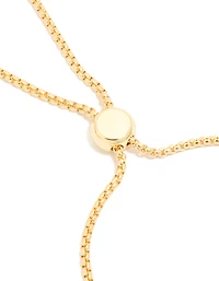 Gold Ball & Cubic Zirconia Oval Toggle Chain Bracelet