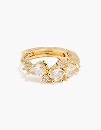 14K Gold Plated Large Mixed Cubic Zirconia Huggie Earrings