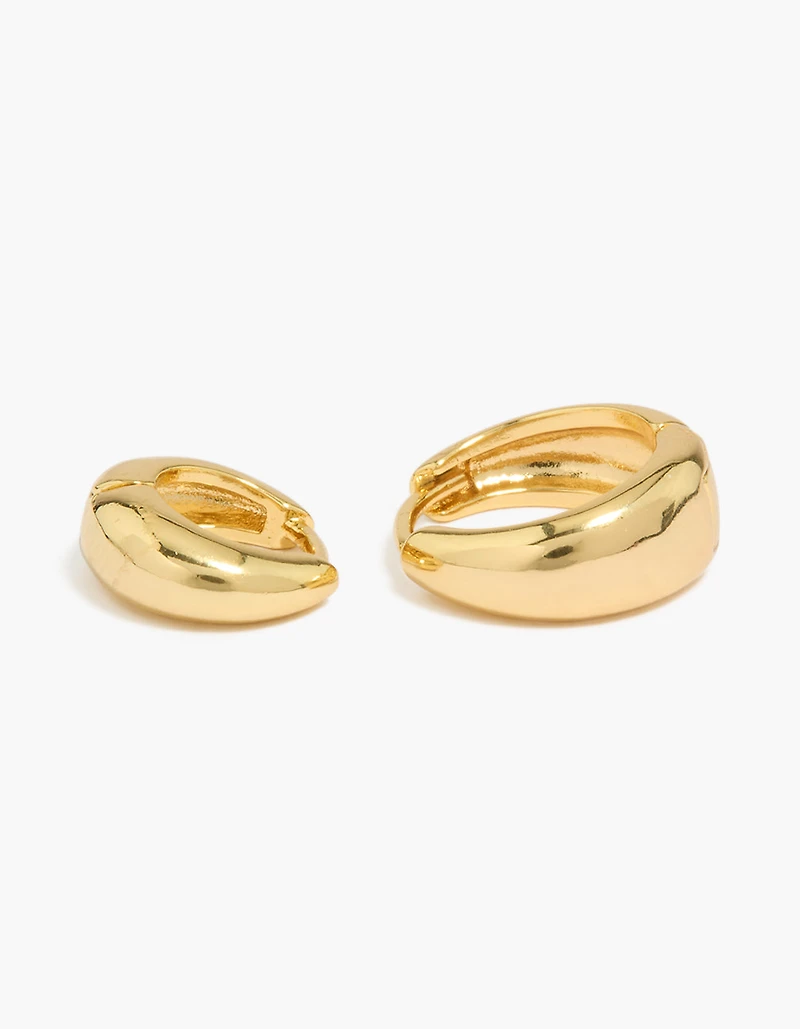 14K Gold Plated Small & Medium Oval Huggie Earrings 2-Pack