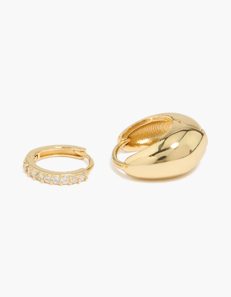 Boucles d'oreilles créoles ovales plaquées or 14 carats et zircon cubique (lot de 2)