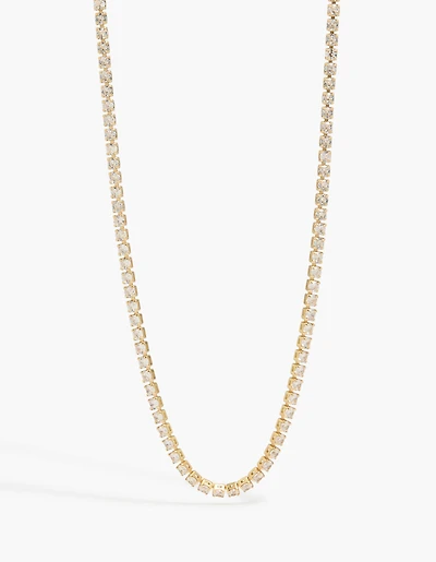 14K Gold Plated Tiny Cubic Zirconias Tennis Necklace
