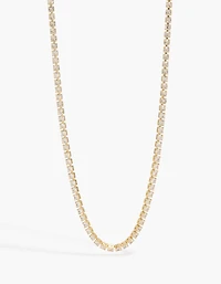 14K Gold Plated Tiny Cubic Zirconias Tennis Necklace