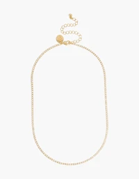 Collier de tennis plaqué or 14 carats orné de minuscules zirconiums cubiques