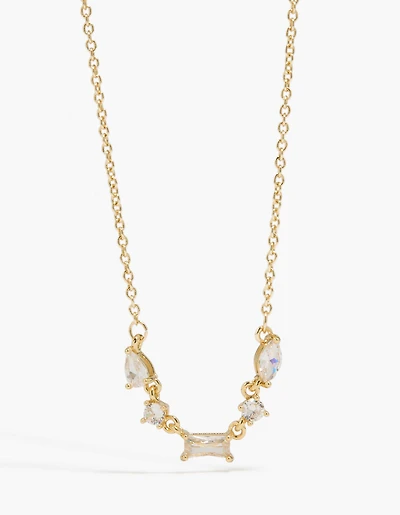 14K Gold Plated Mixed Shaped Cubic Zirconia Necklace