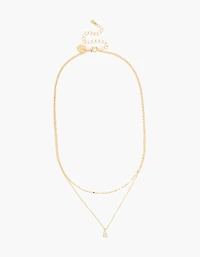 14K Gold Plated Pear Cubic Zirconia & Chain Necklace 2-Pack