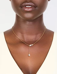 14K Gold Plated Cubic Zirconia Trio Y-Necklace