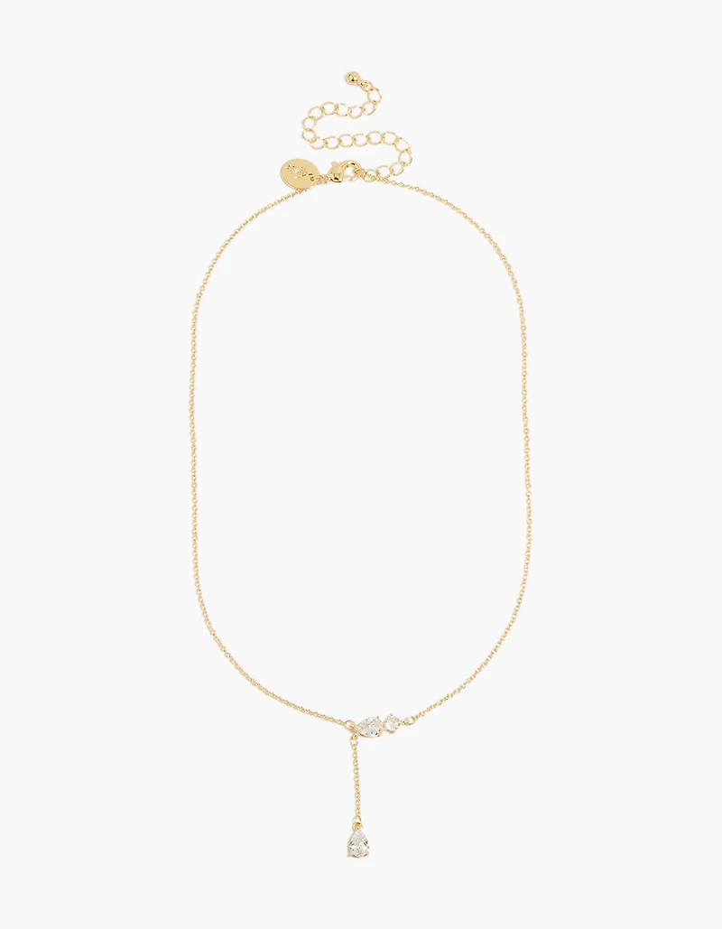 14K Gold Plated Cubic Zirconia Trio Y-Necklace