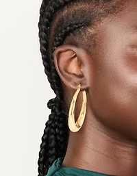 Gold Plated Thick Thin Hoop Earrings