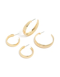 Gold Plated Medium & Large Hoop Earrings 2-Pack