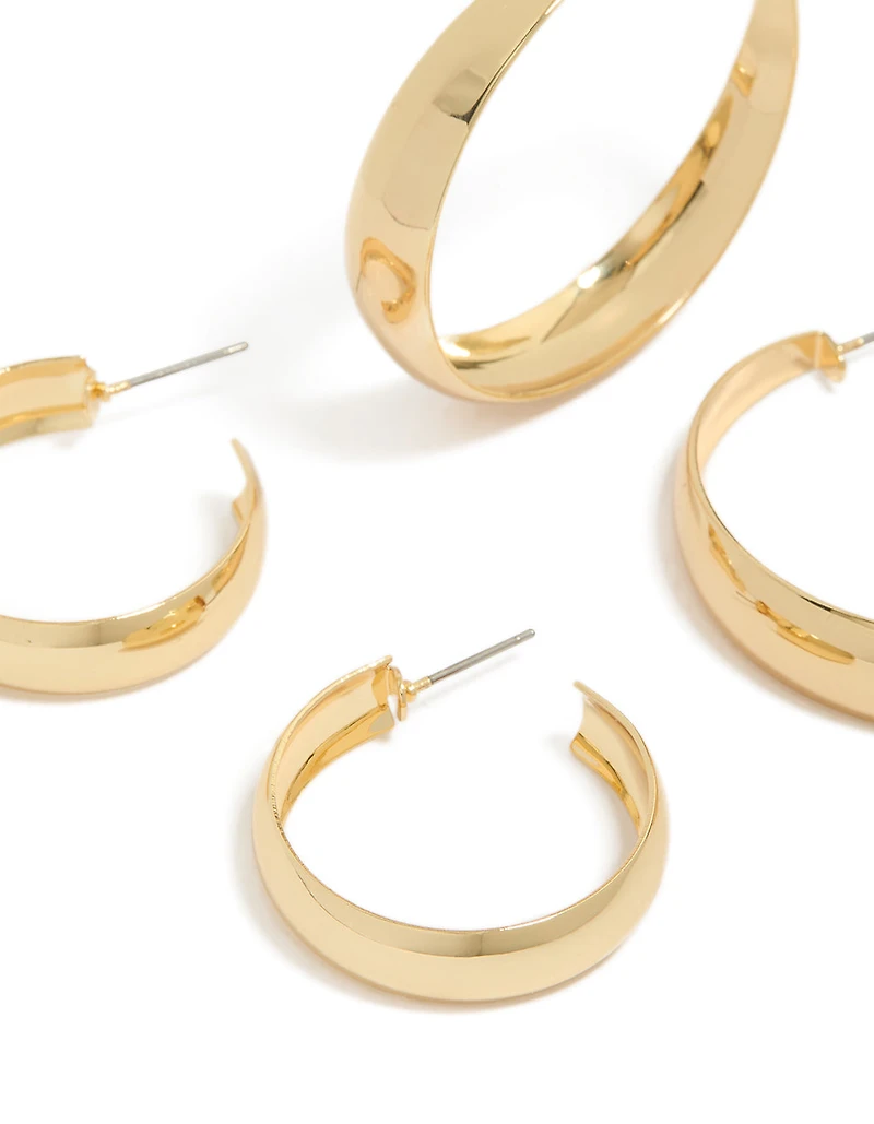 Gold Plated Medium & Large Hoop Earrings 2-Pack