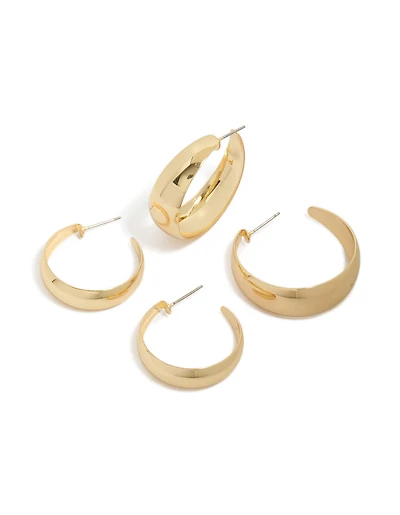 Gold Plated Medium Hoop Earrings 2-Pack