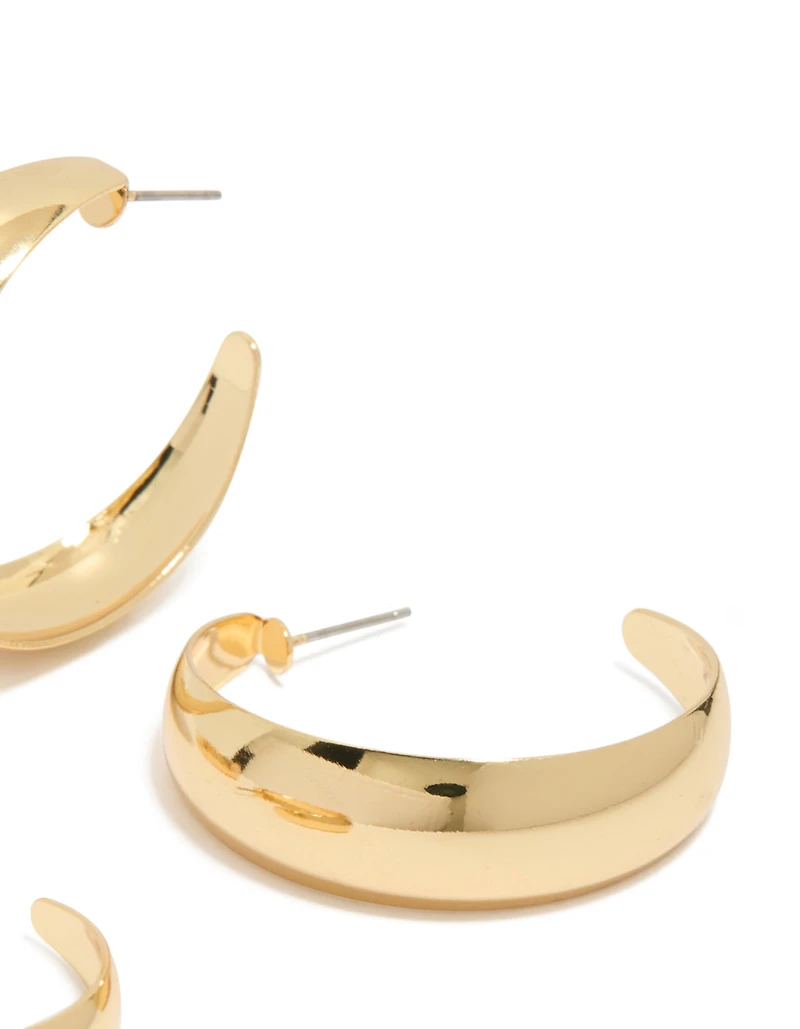 Gold Plated Medium Hoop Earrings 2-Pack