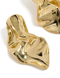 Gold Plated Wavy Organic Drop Stud Earrings