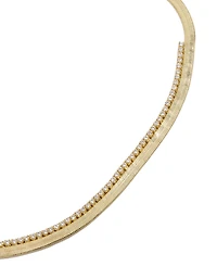 Gold Plated Cubic Zirconia & Snake Chain Necklace
