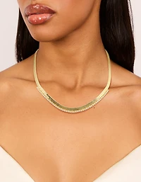 Collier en zircone cubique plaqué or et en chaîne serpent