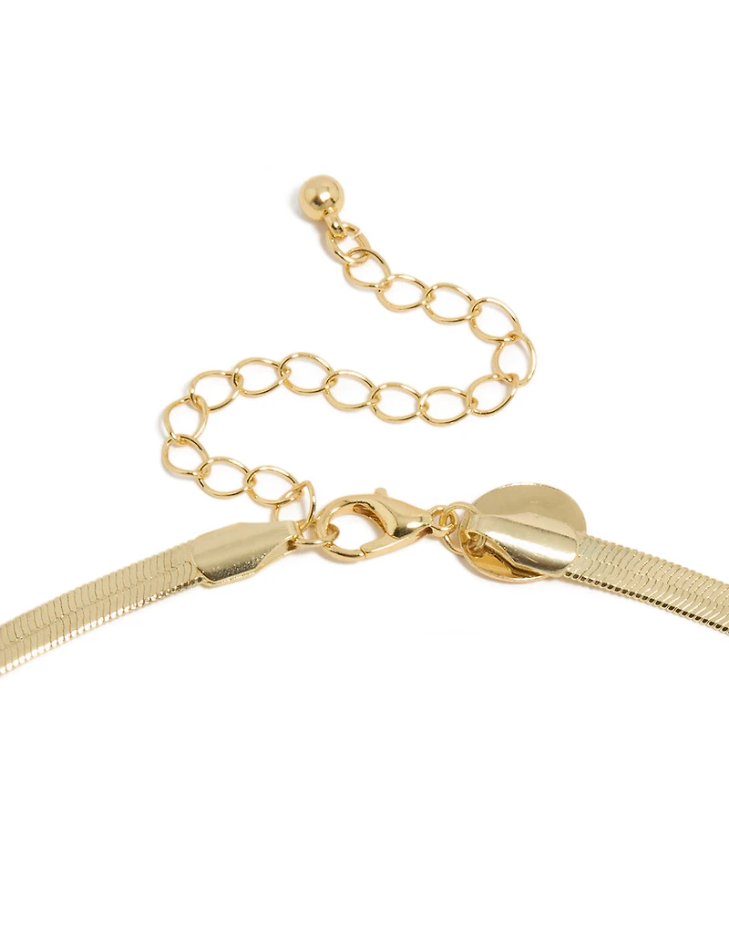 Collier en zircone cubique plaqué or et en chaîne serpent