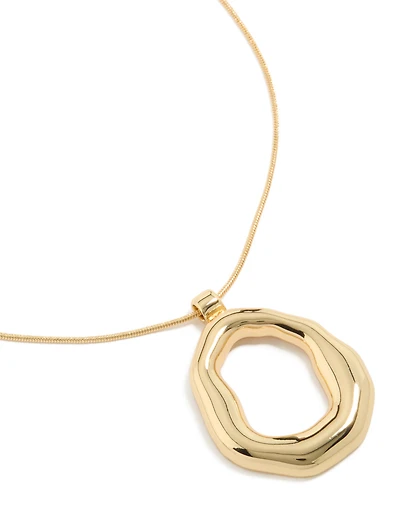 Collier pendentif circulaire organique plaqué or