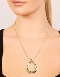 Gold Plated Organic Circle Pendant Necklace