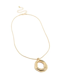 Gold Plated Organic Circle Pendant Necklace