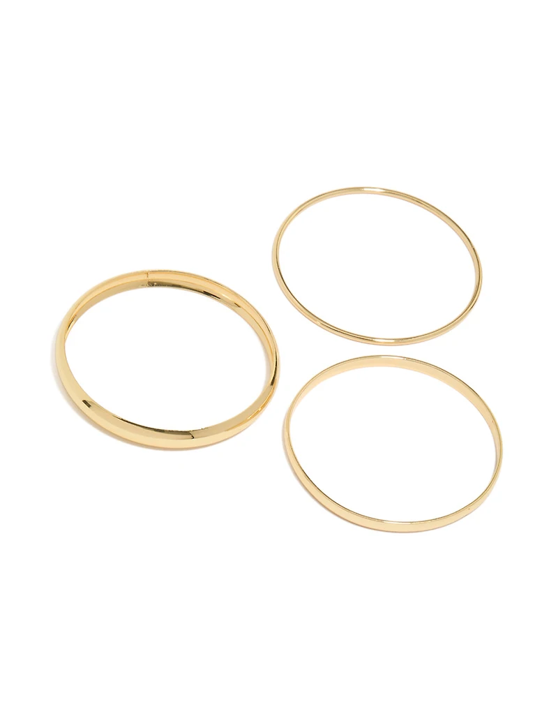 Gold Plated Multi Size Bangles 3-Pack