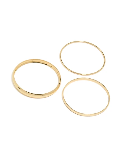 Gold Plated Multi Size Bangles 3-Pack