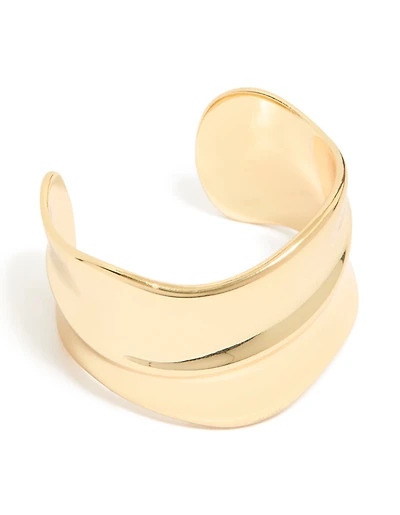 Gold Plated Wide Organic Wrist Cuff