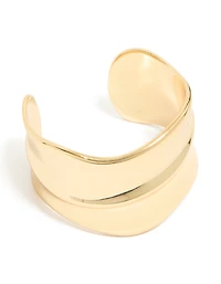 Gold Plated Wide Organic Wrist Cuff