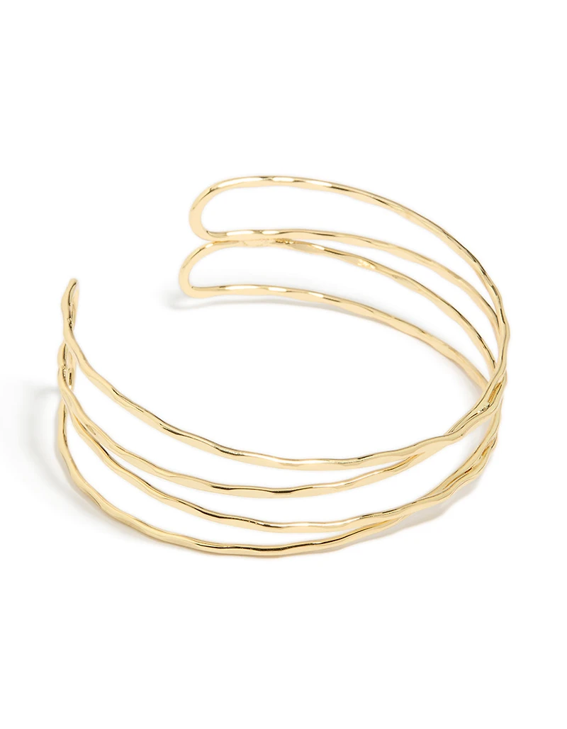 Gold Plated Multi Cross Textured Arm Cuff