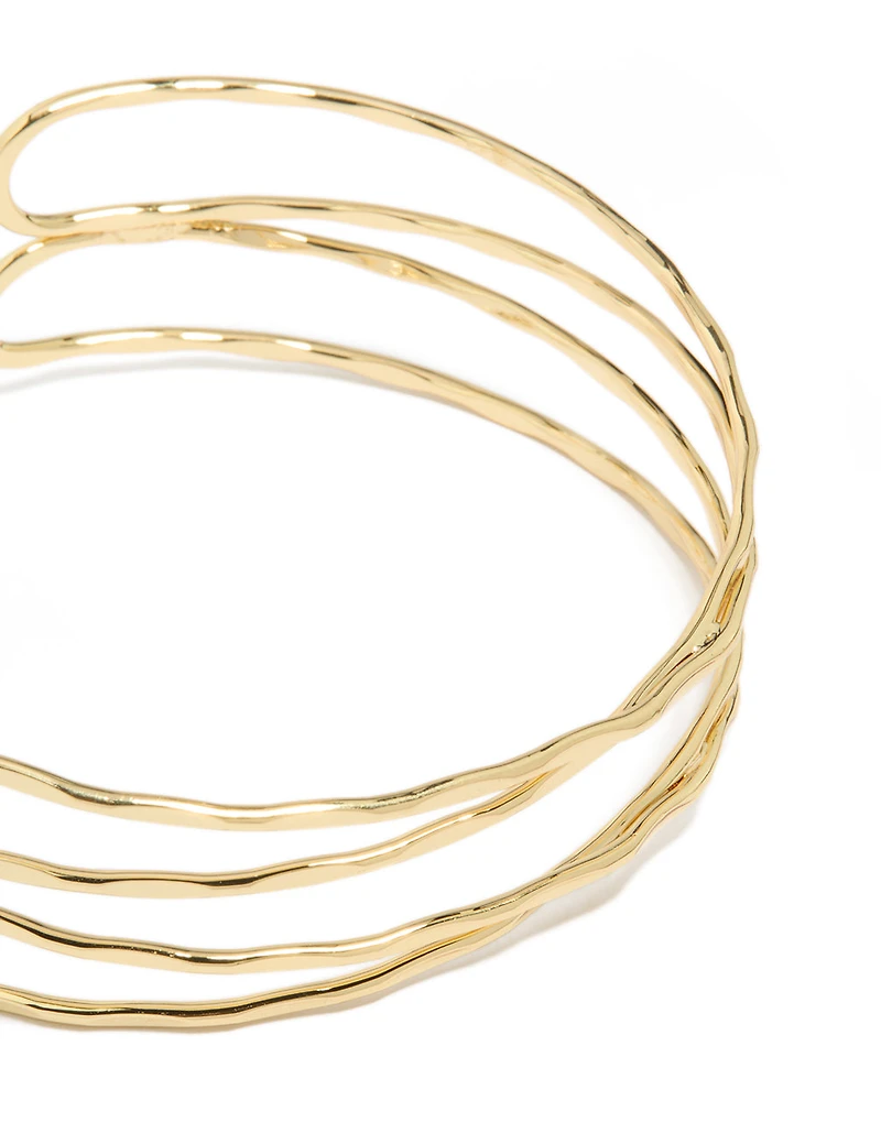 Gold Plated Multi Cross Textured Arm Cuff