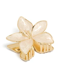 Gold Cream Enamel Tropical Stem Hair Claw Clip