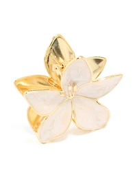 Gold Cream Enamel Tropical Stem Hair Claw Clip
