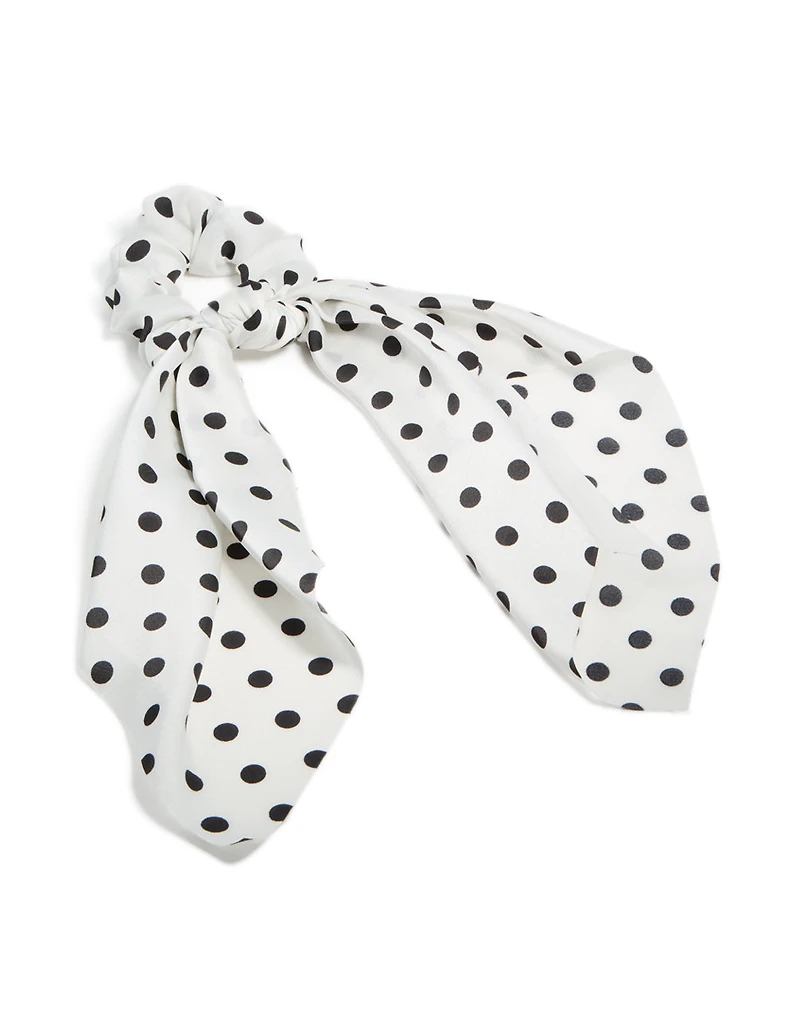 Polka Dot Print Fabric Scarf Scrunchie