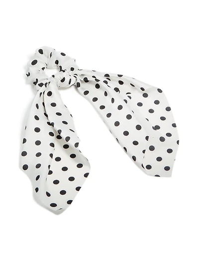 Polka Dot Print Fabric Scarf Scrunchie