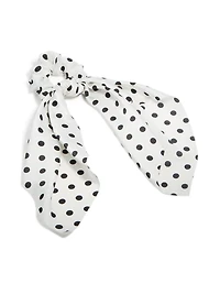 Polka Dot Print Fabric Scarf Scrunchie