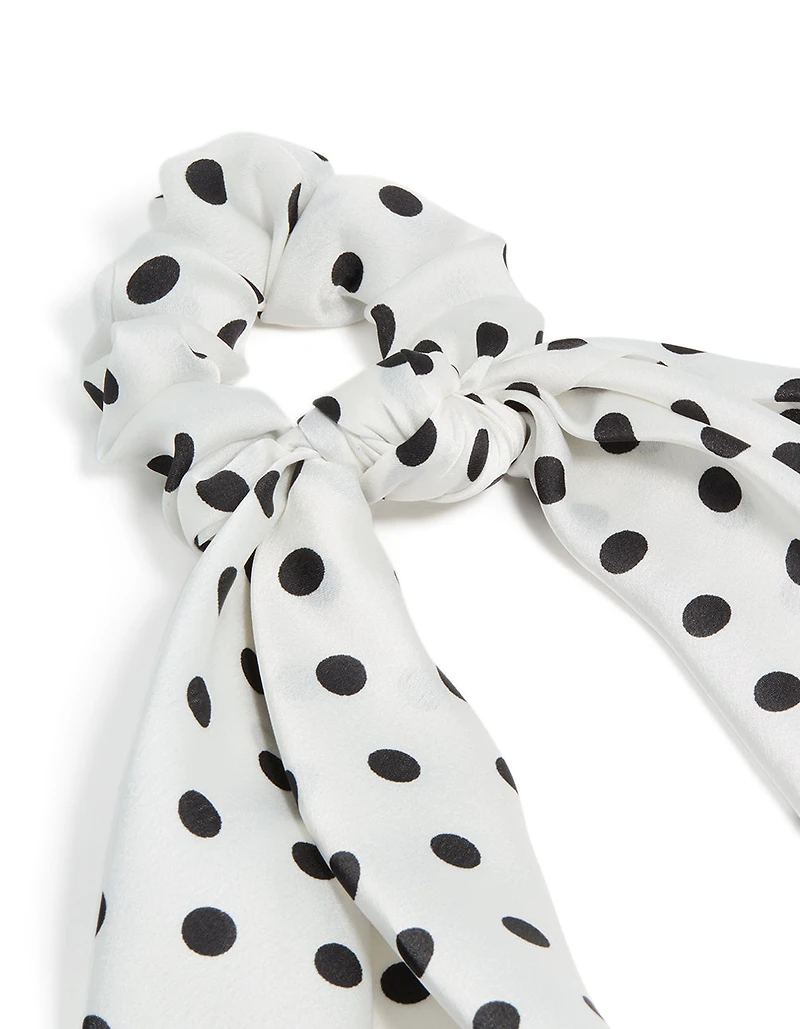 Polka Dot Print Fabric Scarf Scrunchie
