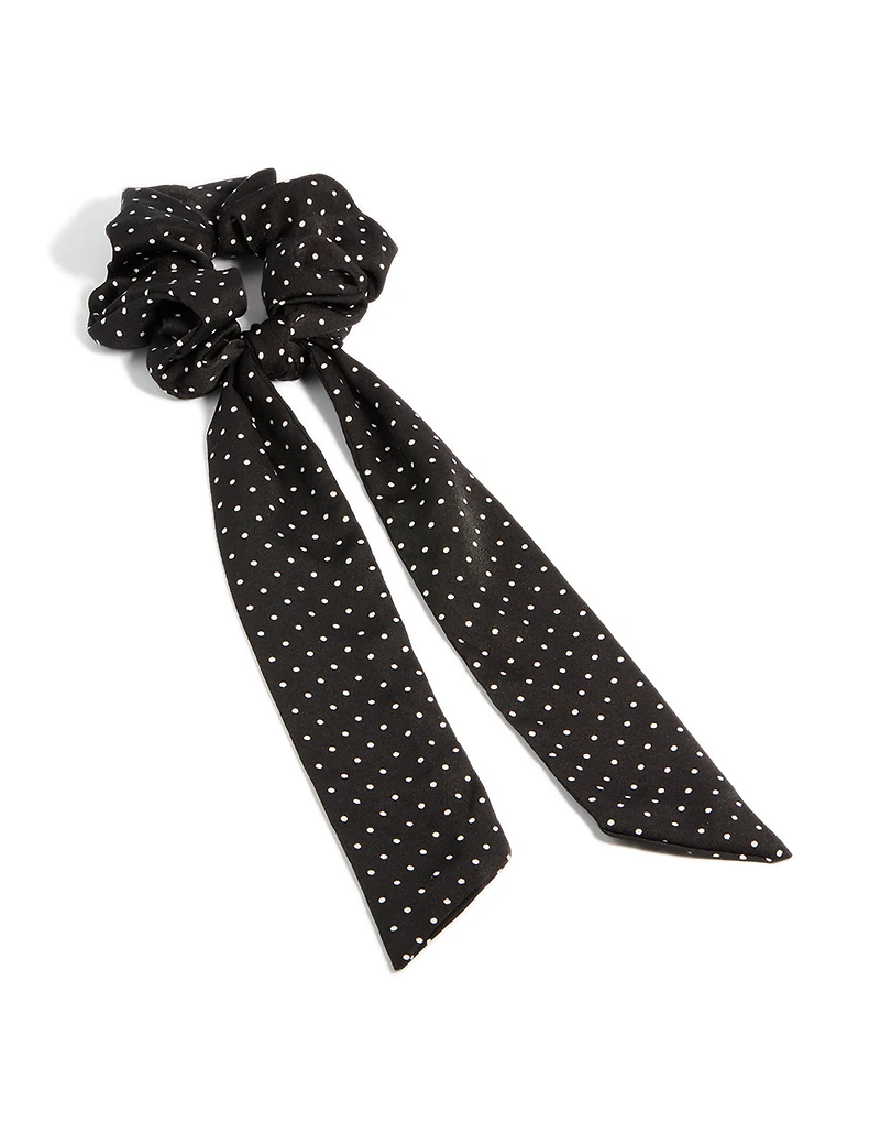 Black Fabric Micro White Spot Long Scarf