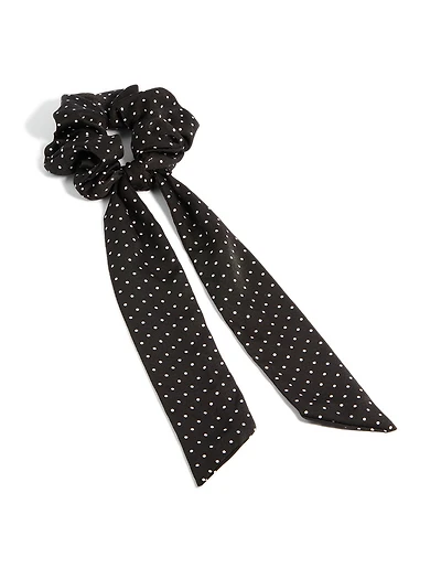 Black Fabric Micro White Spot Long Scarf