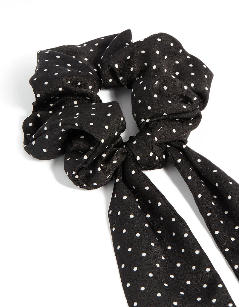 Black Fabric Micro White Spot Long Scarf