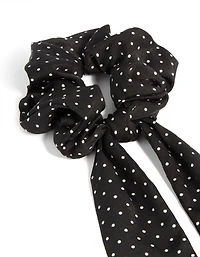 Black Fabric Micro White Spot Long Scarf