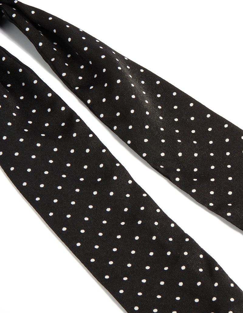 Black Fabric Micro White Spot Long Scarf