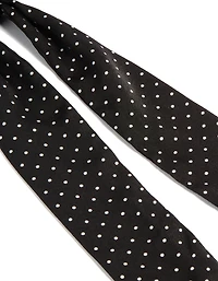 Black Fabric Micro White Spot Long Scarf