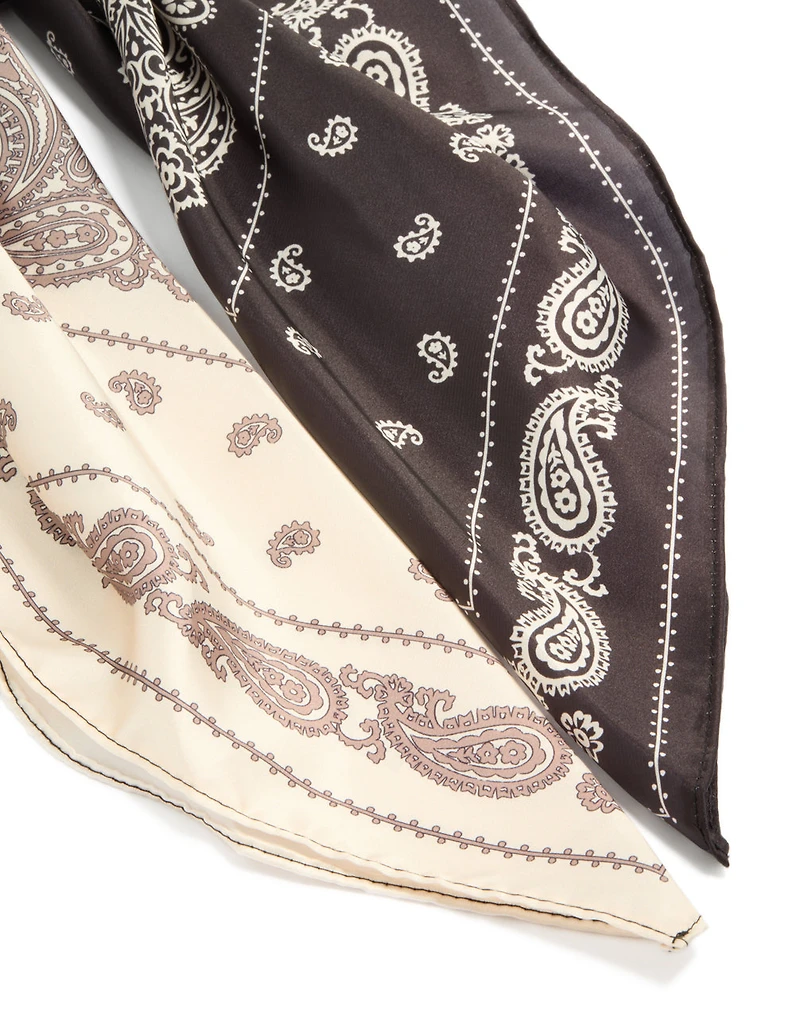 Chocolate Brown & Cream Paisley Printed Fabric Long Scarf Scrunchie
