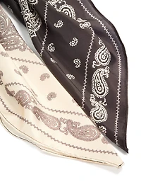 Chocolate Brown & Cream Paisley Printed Fabric Long Scarf Scrunchie