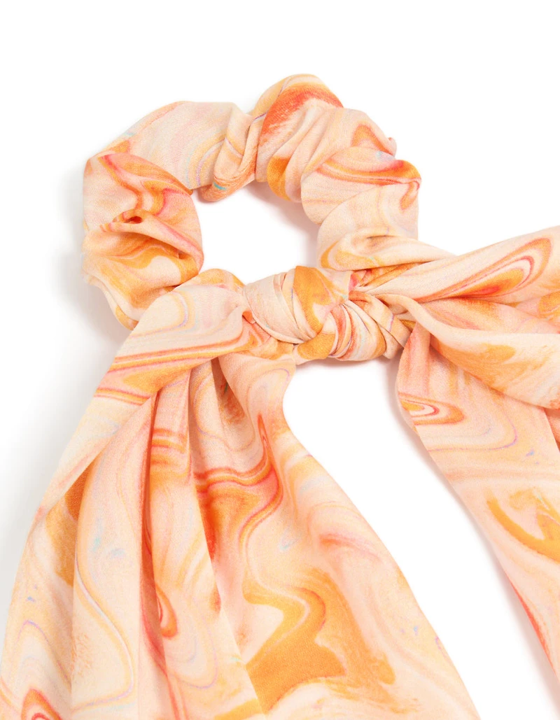 Écharpe longue en tissu à imprimé marbré orange