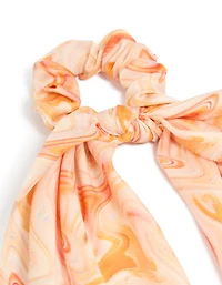Écharpe longue en tissu à imprimé marbré orange